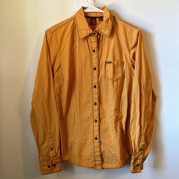 Western Cruel Girl button up long sleeve Medium Cowgirl Rodeo Country yellow EUC - Picture 2 of 7